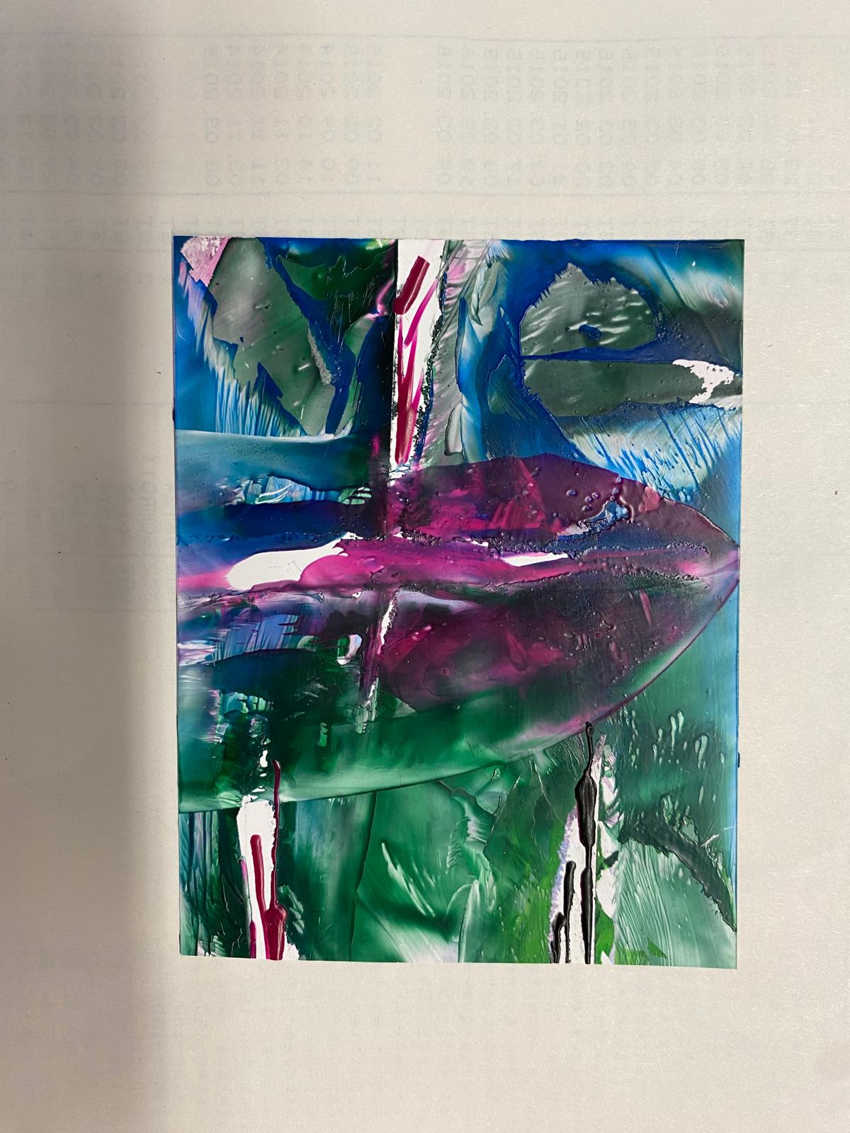 Kreative Bilder in verschiedenen Farben hergestellt mit der Enkaustik- Maltechnik.